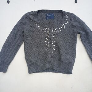 American Eagle Outfitters Gray Embellished Cardigan